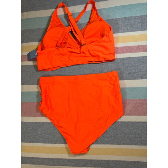 NWT Yonique Neon Orange High-Rise Bikini - Size 16W - Picture 2 of 10